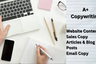 copywriting sales copy, website content, articles, blog posts, email copy