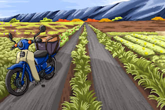 do a landscape background into pixel art style in 24 hours