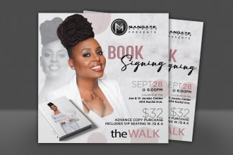 design eye catching book launch and book signing flyers