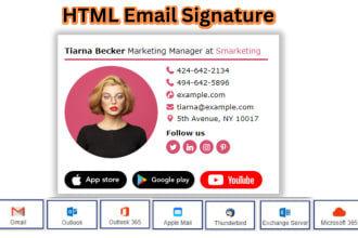 clickable signatur HTML email signature, outlook signature, animation signature
