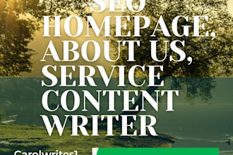 write homepage and about us content