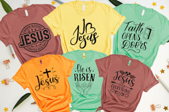 do custom typography christian t shirt design in 12 hours