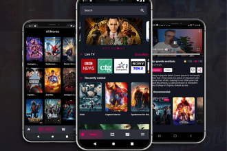 develop live steaming app live tv app with admin panel