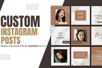 design affordable and attractive instagram posts, stories and puzzle grid