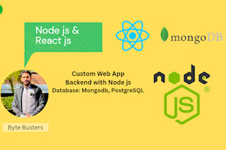 create react js node js website use mongo postgresql db