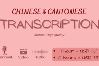 prodive chinese and cantonese transcription service