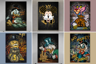 design ikonick popart and graffiti canvas wall art with mockup