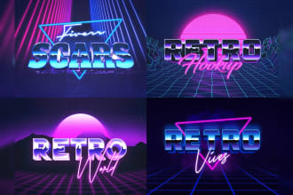 create 80s logo with vintage touch shining chrome effects