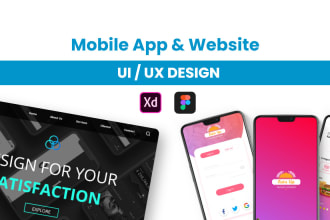 do UI UX design, website UI UX and mobile app UI with xd