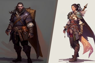 draw dnd character art and game character concept art