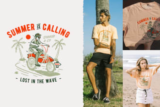 make vintage design for t shirt with tropical vibes