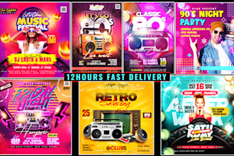 design club dj disco music retro vintage 80s 90s 2000s nightclub, motion flyer