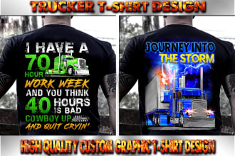 do custom and trendy trucker t shirt design for pod business
