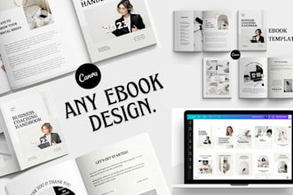 design lead magnets, ebooks, workbooks, cookbooks, airbnb welcome book and pdfs