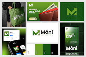 design business logo, branding kit, brand guide for saas, fintech, tech startup