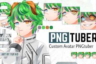 draw a cute pngtuber avatar for twitch and streams in vtuber anime style