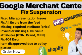 fix google merchant center suspension, misrepresentation issues