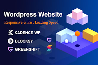 create a wordpress website using kadence, blocksy, greenshift
