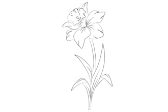 draw line art vector illustration of plants and flowers