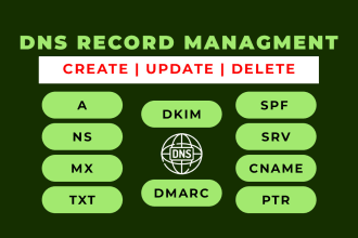configure or fix dns record, nameserver, cname, txt, spf, dkim, dmarc, mx record