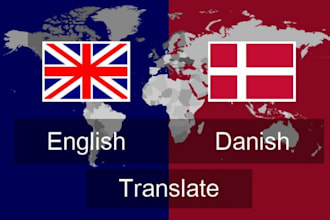 manually translate 300 words english danish or vice versa