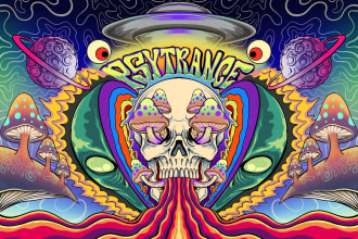 do colorful trippy psychedelic illustration for anything