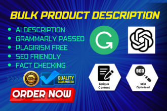 write bulk seo friendly products descriptions using chatgpt