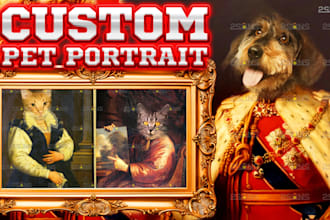 custom royal pet portrait in high quality templates