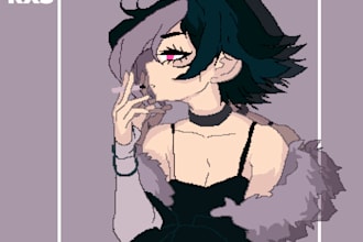 draw a character in my pixel art anime style for you