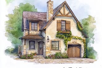 draw a watercolor house portrait