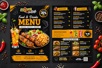 design restaurant menu, digital menu or TV screen menu
