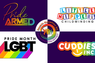 design feminine, pride or lgbtq logo in rainbow theme