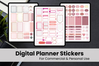 design digital stickers for digital planner journal or etsy
