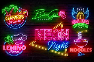 create a stunning 3d neon logo or neon sign