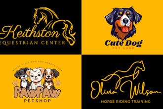 design animal, horse, mascot, pet, vintage and cartoon logo