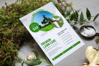 design lawn care door hanger, lawn care flyer, pressure washing, house cleaning