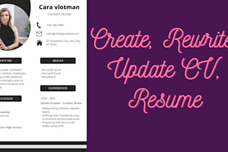 create, rewrite, update your CV, resume