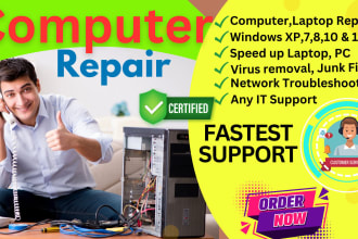 repair, fix, troubleshoot speedup windows 10, 11 mac pc computer laptop remotely
