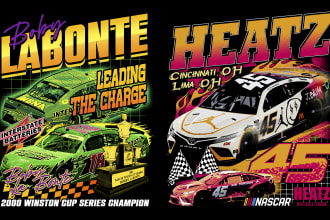 do 90s nascar vintage t shirt design for your brand