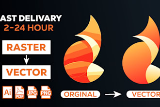 vector tracing, redraw logo, convert raster to vector only 2 hour