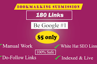 rank your website no1 by 180 bookmarking submission