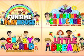 design baby shop, child care, day care, school and kids logo