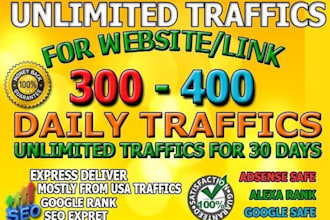 web traffic, real genuine visitors for 1 month