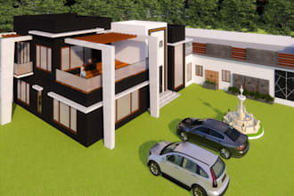 do 3d exterior design of house, modelling and rendering