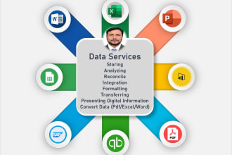 work with excel, word, powerpoint, power bi, pdf, qb, sap
