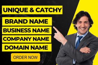 create 10 catchy brand name, business, company, product, domain name and slogan