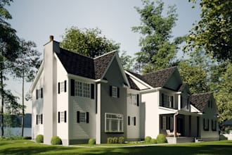 3d exterior realistic render from your drawing