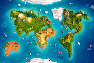 create you a 3d map or scene in low poly style