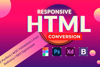 convert figma to html, psd to html, xd to html css responsive