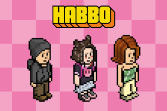 create a pixel art or pixel animation avatar character in hotel retro style